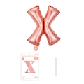 Roségoldener Folienballon Buchstabe X mit Aufblashalm und originaler Verpackung - Buchstabe X / Roségold