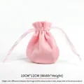 Sacchetto per gioielli in velluto rosa 10x12cm con lacci in raso lucido - 10*12cm / Rosa