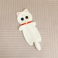 Cute white plush cat pillow shell with heterochromia eyes, red collar and yellow bell - 65cm Unfilled / Heterochromia White Cat Shell