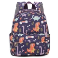 Zaino per bambini blu navy con stampa di dinosauri e spallacci in mesh traspirante - Dinosauro Viola Arcobaleno