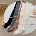 Over-the-knee ribbed knit socks in black, gray, khaki, beige, and cream colors - Khaki