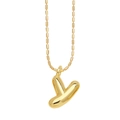 Golden 3D bubble letter Y pendant necklace with a polished finish on bead chain - Letter Y