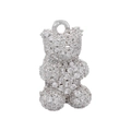 Dettaglio del ciondolo a forma di orsetto in argento con zirconi micro-pave brillanti - Platino Zircone Bianco