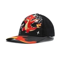 Casquette noire pour enfants avec broderie dragon rouge et motifs de flammes - Dragon de Feu Noir