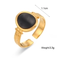 Black Enamel Oval Open Ring