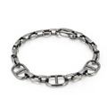 Vintage-Silber-Gliederkettenarmband für Herren mit rechteckigen und D-förmigen Ankergliedern - Gewehrschwarz (KB148334-KLHQ)