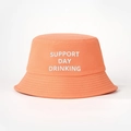 Oranger Anglerhut mit Support Day Drinking Stickerei aus robuster Baumwolle - Einheitsgröße / Orange