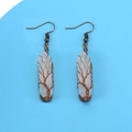 Detailed wire-wrapped tree of life design on crystal hexagonal prism drop earrings - White Crystal