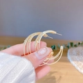 Elegant gold layered hoop earrings with sparkling crystals and S925 silver needle - S925 Silver Pin / Gold
