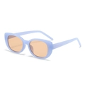 Retro square cat eye sunglasses with light blue frame and orange lenses for men and women - Jelly Blue Frame Brown Lens