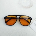 Oversized aviator sunglasses with black frame and translucent orange lenses, model KD97156 - Black Frame Orange Lens