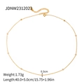 Gold titanium steel necklace featuring small round zirconia stones on a minimalist chain - Gold Minimalist Zirconia Thin Chain (JDNW2312023)