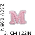 Mini pink embroidered letter M patch with white edges for DIY clothing and bag decor - M (Pink)