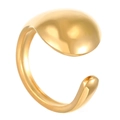 Minimalistischer, 18K vergoldeter Edelstahlring mit flüssigem Metall-Design in Gold - Flacher Wassertropfen Offener Stil (2889)
