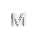 Polished silver S925 letter M heart bead pendant with through-hole for jewelry making - White Gold DY130017 (M)