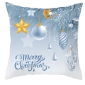 Detailed blue snowflake pillow cover featuring silver Christmas balls and Merry Christmas text - Blue Gradient Christmas Ball
