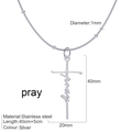 Silver stainless steel cross necklace with pray engraving and 40cm adjustable chain - Pray / Steel