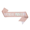 Écharpe Birthday Princess pailletée or rose avec texte argenté holographique chic - Or Rose Irisé Uniquement (Écharpe Uniquement)