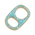 Golden pull-tab jewelry connector with blue and white mosaic inlay for DIY bracelets - Inlaid Tab / Sky Blue Shell