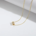 French vintage style gold cylinder pendant necklace with sparkling cubic zirconia - Cylinder (Gold)