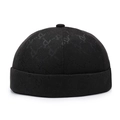 Bonnet docker noir hip hop avec jacquard monogramme et style rétro sans rebord - Réglable / Noir