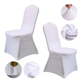 White high-stretch chair cover with reinforced leg pockets for hotel banquet weddings - M / No Arc Large Feet / White