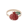 Elegant gold pomegranate napkin ring with red and green enamel on a white background - [Gold] Pomegranate Napkin Ring
