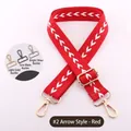 Red woven adjustable strap with white arrows and light gold metal hooks for bags - Light Gold Buckle / Red