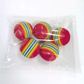 Five pack of rainbow striped EVA bouncy balls for cat and dog play in dark red - 5 Pieces / Large (6.3cm)