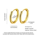 Golden titanium steel hoop earrings with 21mm outer diameter and 2.5mm thickness - 2.5*16mm / Gold