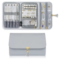 Faltbarer grauer Schmuckorganizer mit Quaste und Fächern für Ringe und Ohrringe - 28*3,8*18cm / Silbergrau