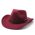 Classico cappello fedora in feltro bordeaux con cinturino in pelle nera e fibbia argento - M (56-58cm) / Borgogna
