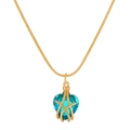 Collar de princesa con colgante de corazón de cristal azul y cadena de oro elegante - Azul Lago