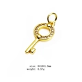 Golden key charm with micro-pave cubic zirconia for bracelets, 8x18mm size - Regular Key (13#)