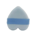 Light blue heart-shaped flocked powder puff with matching satin strap for soft makeup application - Blue