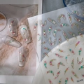 Adesivi per unghie 3D in rilievo con gemme colorate e rifiniture dorate eleganti - Stile Onda di Luna con Gemme Colorate (CO-416)