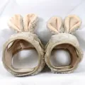 Plush beige and pink rabbit ear headband accessory for small pets or cats - Small / Khaki Fur Rabbit