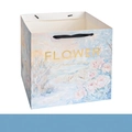 Floral oil painting gift bag with transparent window and gold lettering 27x27x27cm - Elegant Gold Stamping Bag D 27*27*27