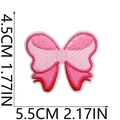 Pink bow embroidery patch with precise dimensions 5.5cm width and 4.5cm height - No.28-Bowknot