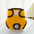 Détail du pantalon physiologique jaune pour chien avec velcro et doublure en maille - Jaune