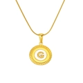 18k gold plated round lace pendant necklace featuring a white enamel letter G design - White Letter G
