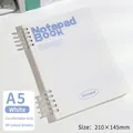 Minimalist A5 white loose-leaf notebook with 60 sheets of lined paper and soft rings - A5/60 Sheets Lined / White