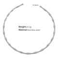 Bamboo style silver necklace in stainless steel with 4.3mm width and 24.3g weight - 4.3mm Thickness/Adjustable Opening / Silver Choker