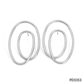 Orecchini a spirale doppia ovale in acciaio inossidabile argento con finitura liscia - Stile Doppio Ovale (PD3353)