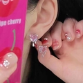 Ohrstecker mit rosa Herz, silbernem Flüssigmetall-Design und Zirkonia-Stein - Rosa Herz Fluid Tropföl Ohrstecker