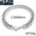 Silver stainless steel Cuban link bracelet 220mm length and 8mm width with lobster clasp - Style D 8mm x 220mm