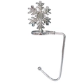 Support de chaussette de Noël flocon de neige en métal argenté poli avec base ronde - Flocon de neige / Argenté