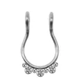 Detailed view of U-shaped stainless steel nose ring with white cubic zirconia inlay - 4# Silver