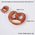 Realistic PVC pretzel food model in dark brown finish with salt details for keychains - Heart Pretzel - No Hook