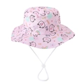 Dettaglio cappello a secchiello rosa bimbi con stampe gatti e sottogola antivento regolabile - 52cm (2-5 Anni) / Gatto Rosa